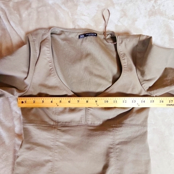 Zara Sweetheart Neckline Long Sleeve Mini Dress Size Medium - Picture 7 of 10